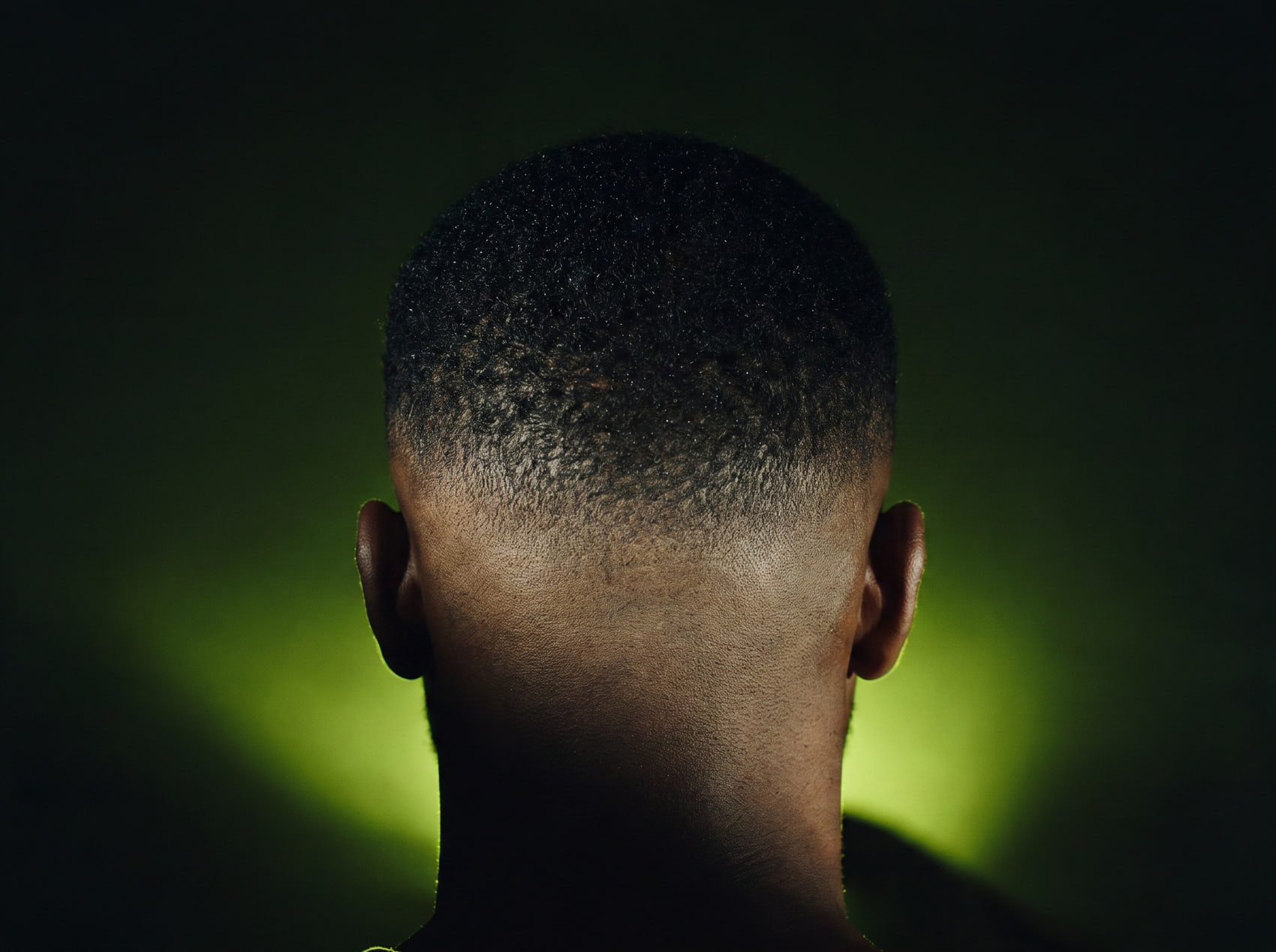 A cut finished at the nape